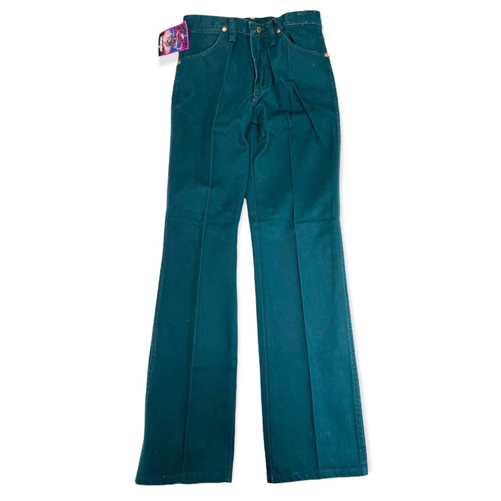 Wrangler deadstock 90s mens green jeans Checotah slim fit Cowboy Cut 28x32.